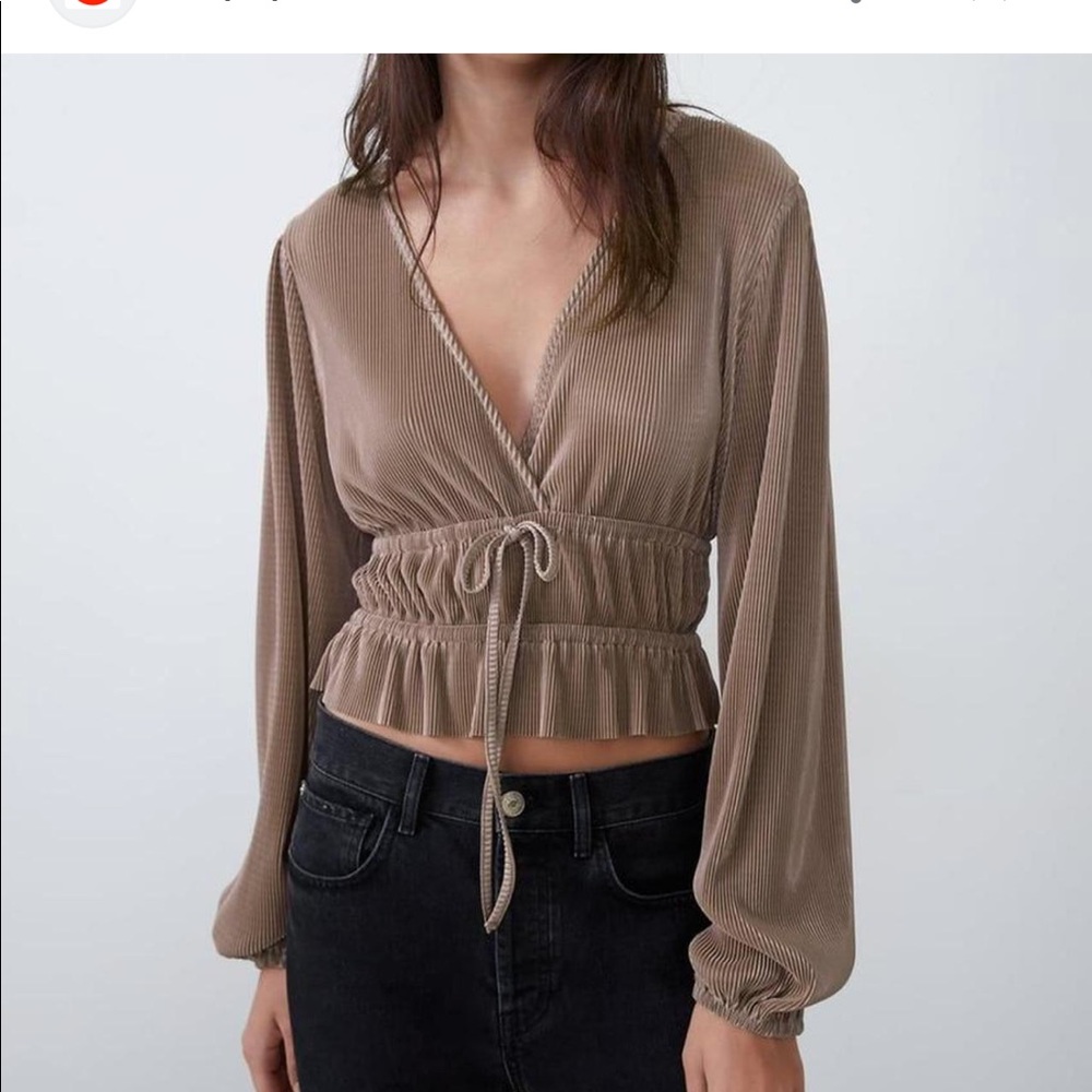 Zara black bow waist top